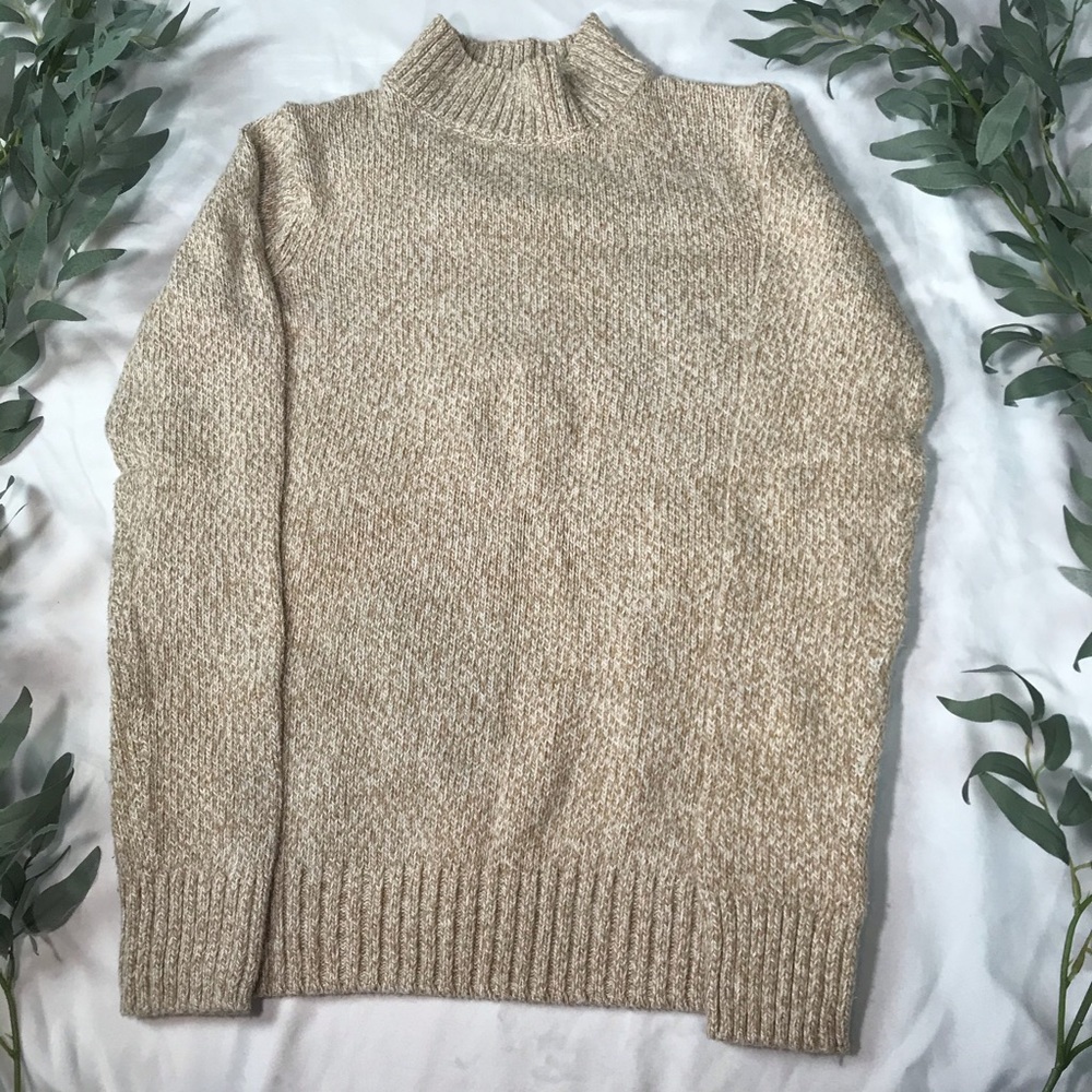 Cream and Tan Turtleneck Sweater Old Navy XS